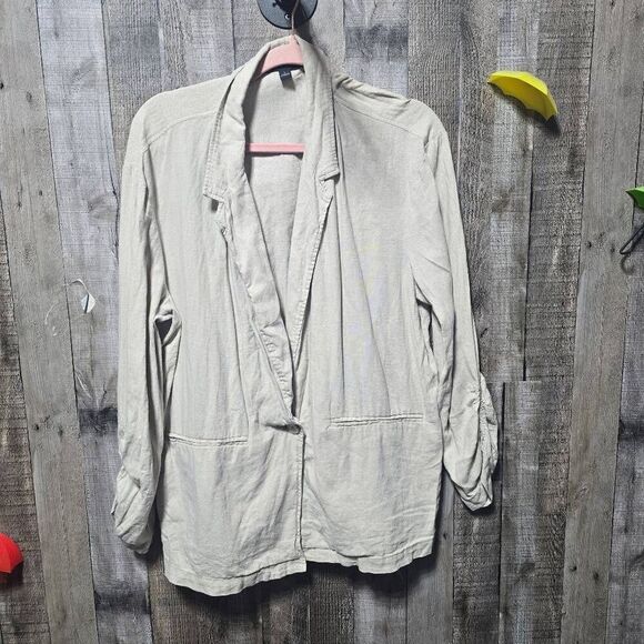 Marc New York Andrew Marc Beige Linen Blend Blazer Cardigan - Picture 1 of 4